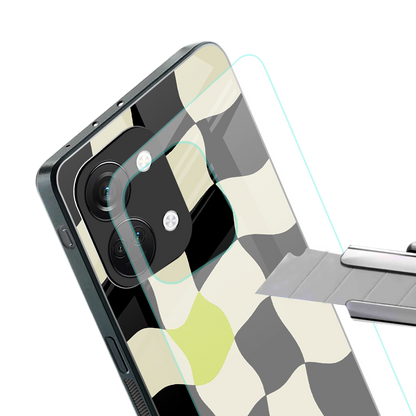 trippy pastel checks back phone cover | glass case for oneplus nord 3