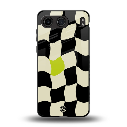 trippy pastel checks back phone cover | glass case for oneplus nord 4