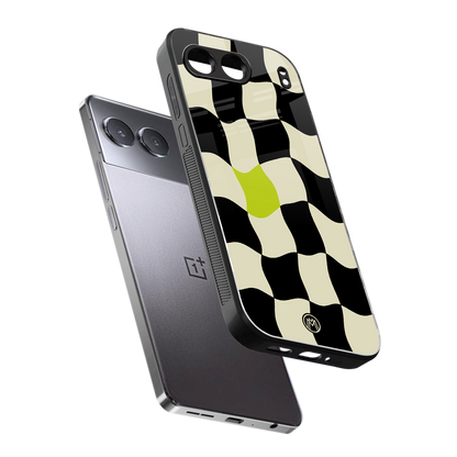 trippy pastel checks back phone cover | glass case for oneplus nord 4