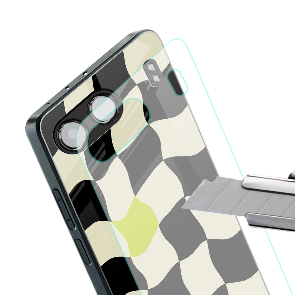 trippy pastel checks back phone cover | glass case for oneplus nord 4