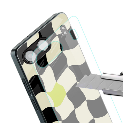 trippy pastel checks back phone cover | glass case for oneplus nord 4