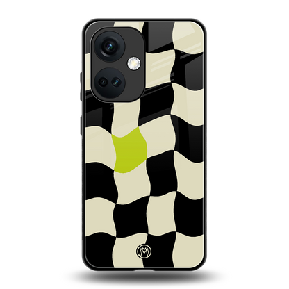 trippy pastel checks back phone cover | glass case for oneplus nord ce 3