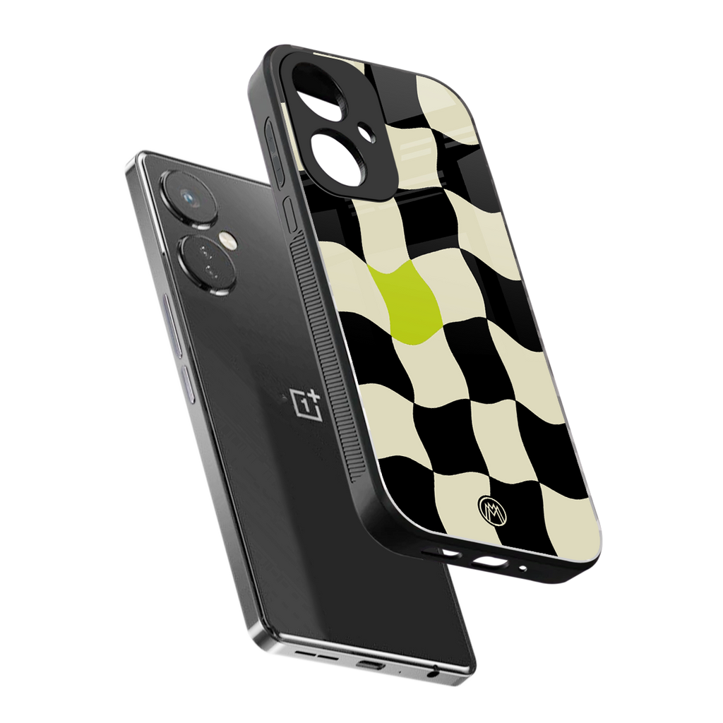 trippy pastel checks back phone cover | glass case for oneplus nord ce 3