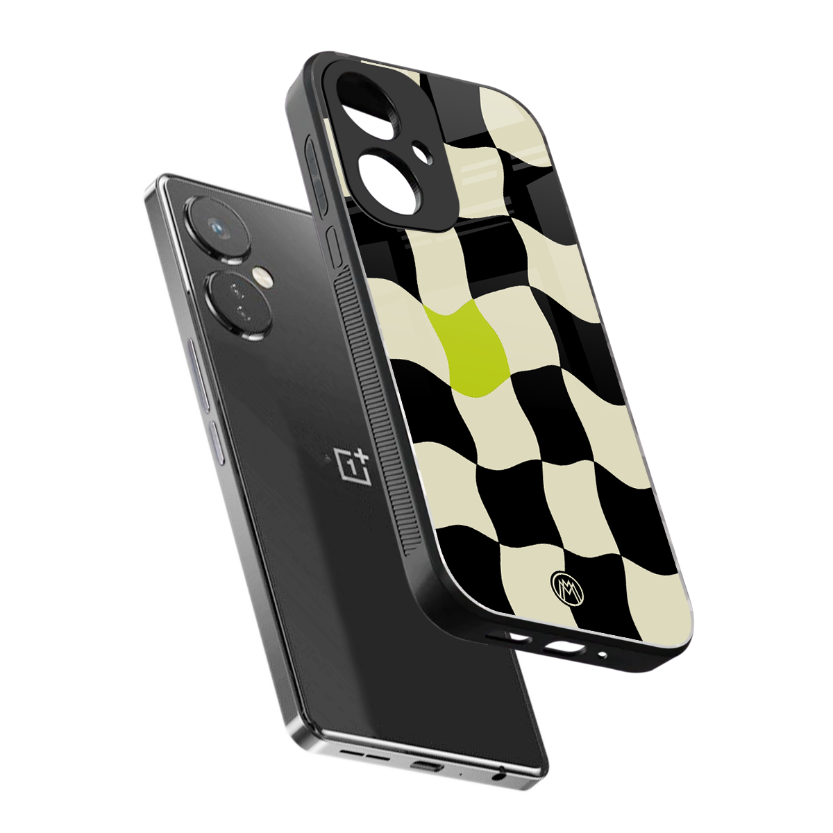 trippy pastel checks back phone cover | glass case for oneplus nord ce 3