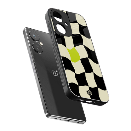 trippy pastel checks back phone cover | glass case for oneplus nord ce 3