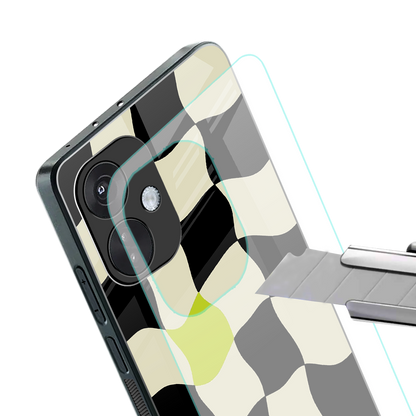 trippy pastel checks back phone cover | glass case for oneplus nord ce 3