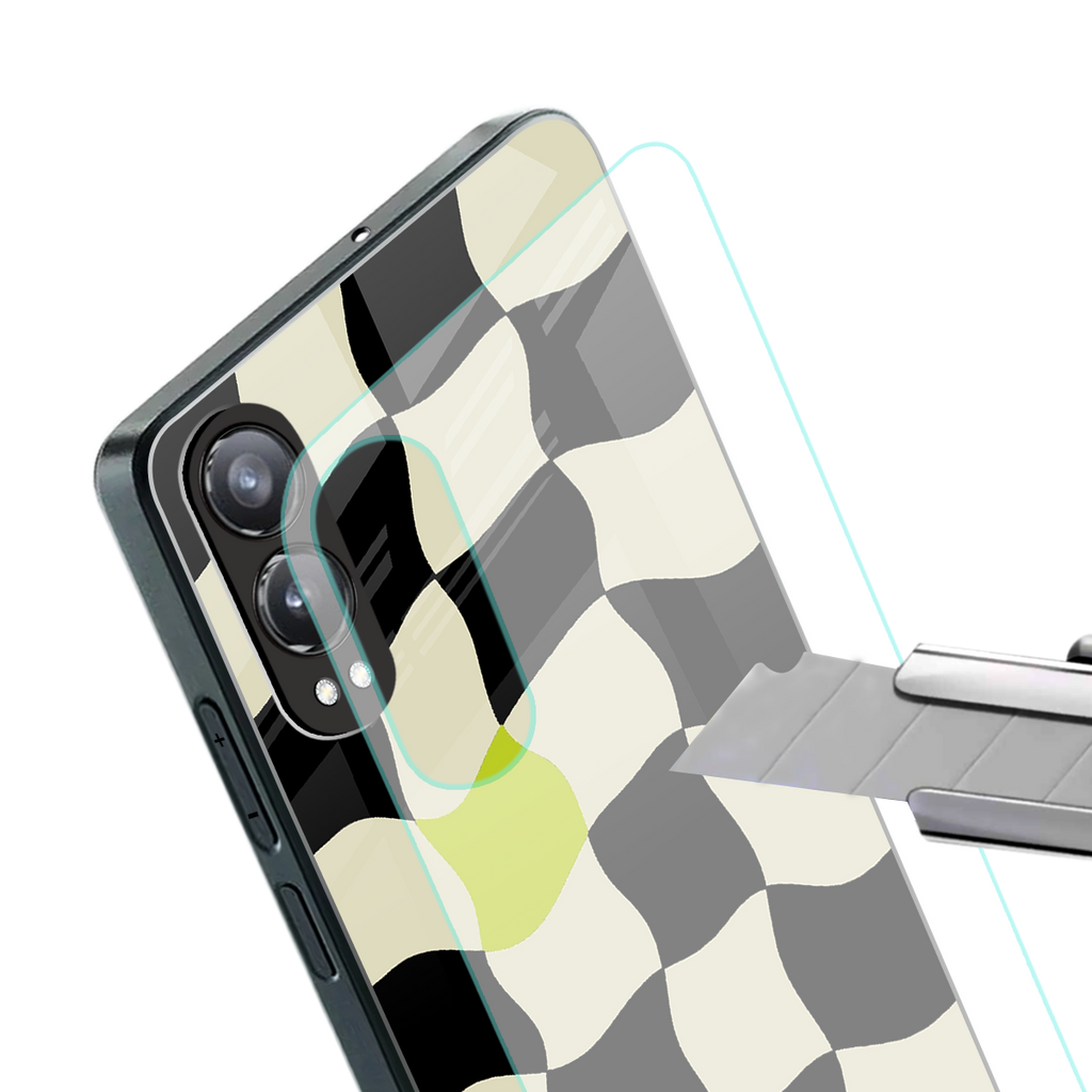 trippy pastel checks back phone cover | glass case for oneplus nord ce 4 lite