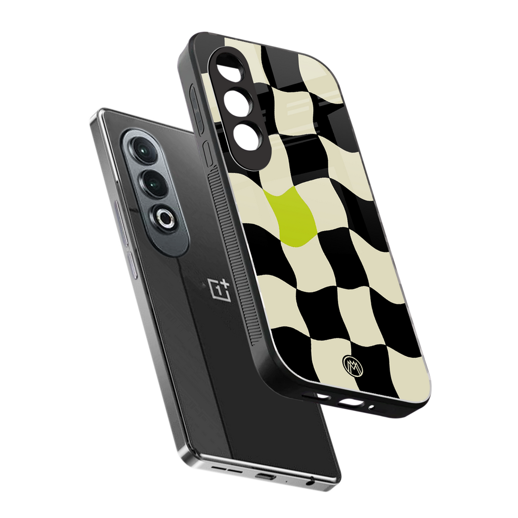 trippy pastel checks back phone cover | glass case for oneplus nord ce 4