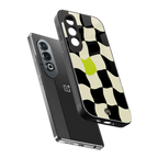 trippy pastel checks back phone cover | glass case for oneplus nord ce 4