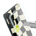 trippy pastel checks back phone cover | glass case for oneplus nord ce 4