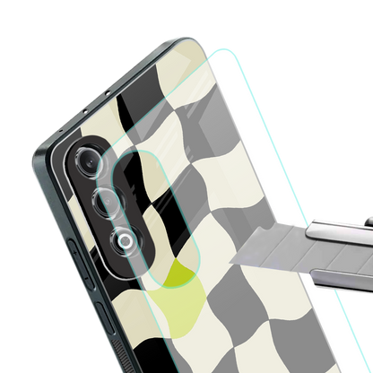 trippy pastel checks back phone cover | glass case for oneplus nord ce 4