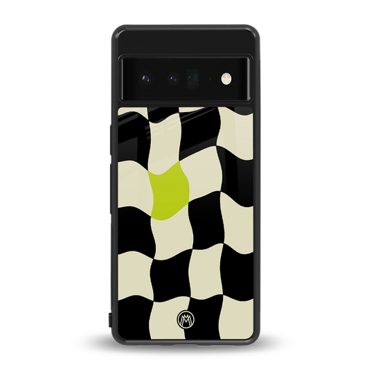 trippy pastel checks back phone cover | glass case for google pixel 6 pro