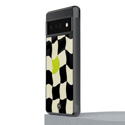 trippy pastel checks back phone cover | glass case for google pixel 6 pro