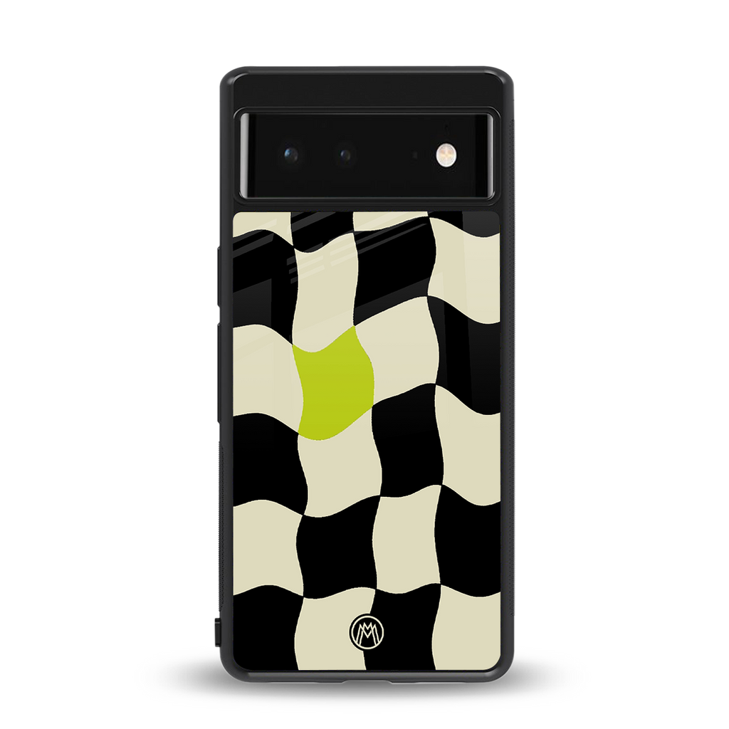 trippy pastel checks back phone cover | glass case for google pixel 6