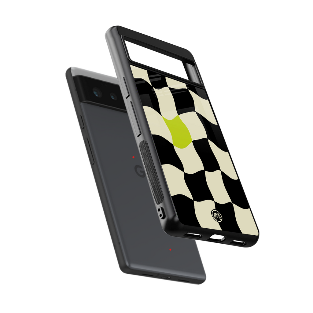 trippy pastel checks back phone cover | glass case for google pixel 6