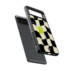 trippy pastel checks back phone cover | glass case for google pixel 6