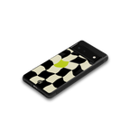 trippy pastel checks back phone cover | glass case for google pixel 6