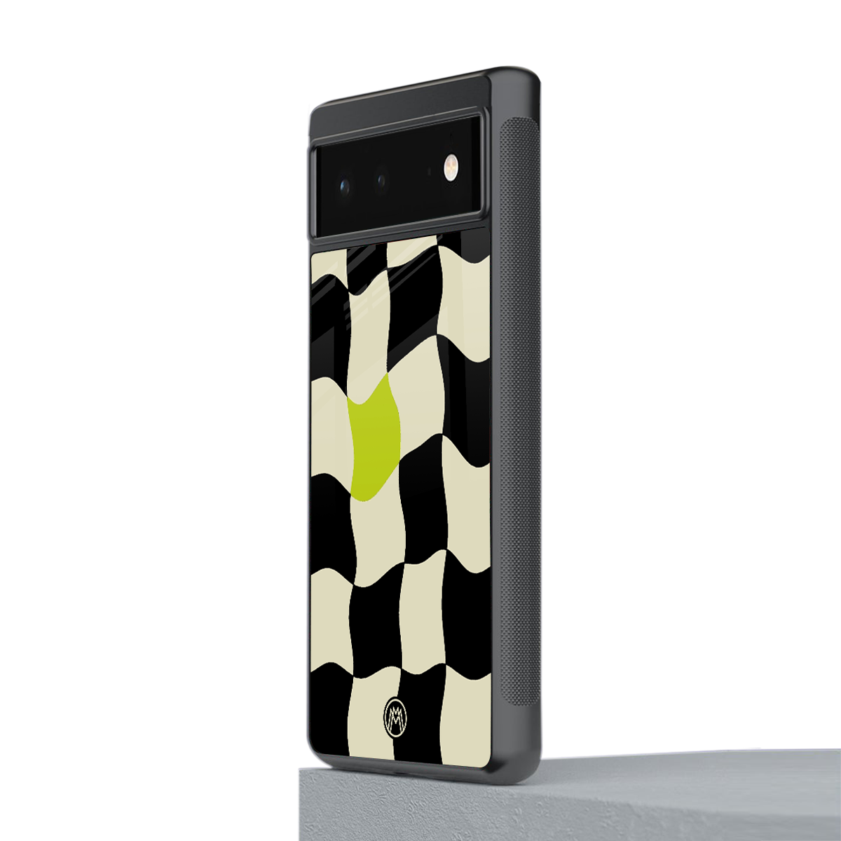 trippy pastel checks back phone cover | glass case for google pixel 6