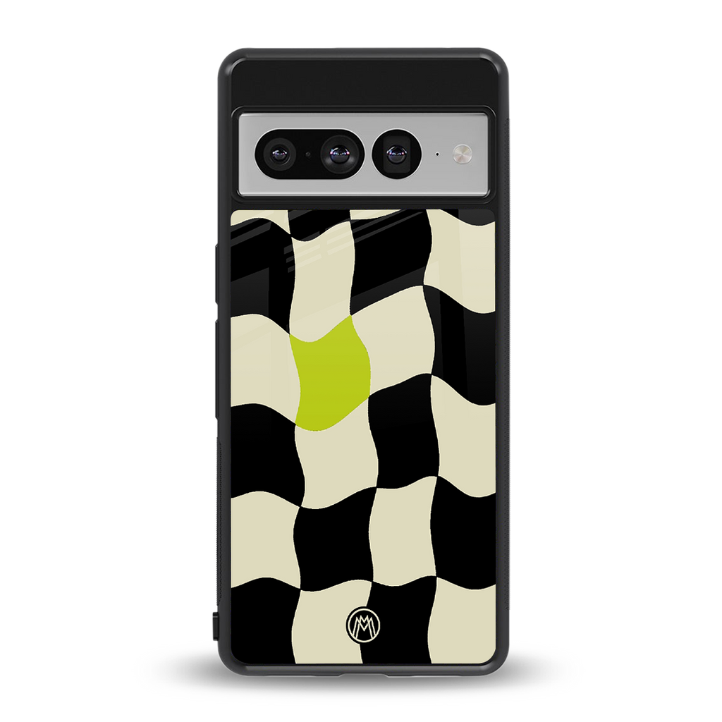 trippy pastel checks back phone cover | glass case for google pixel 7 pro