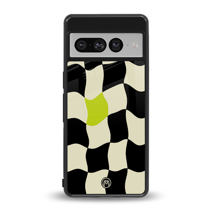 trippy pastel checks back phone cover | glass case for google pixel 7 pro