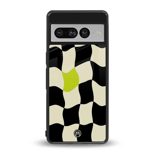 trippy pastel checks back phone cover | glass case for google pixel 7 pro