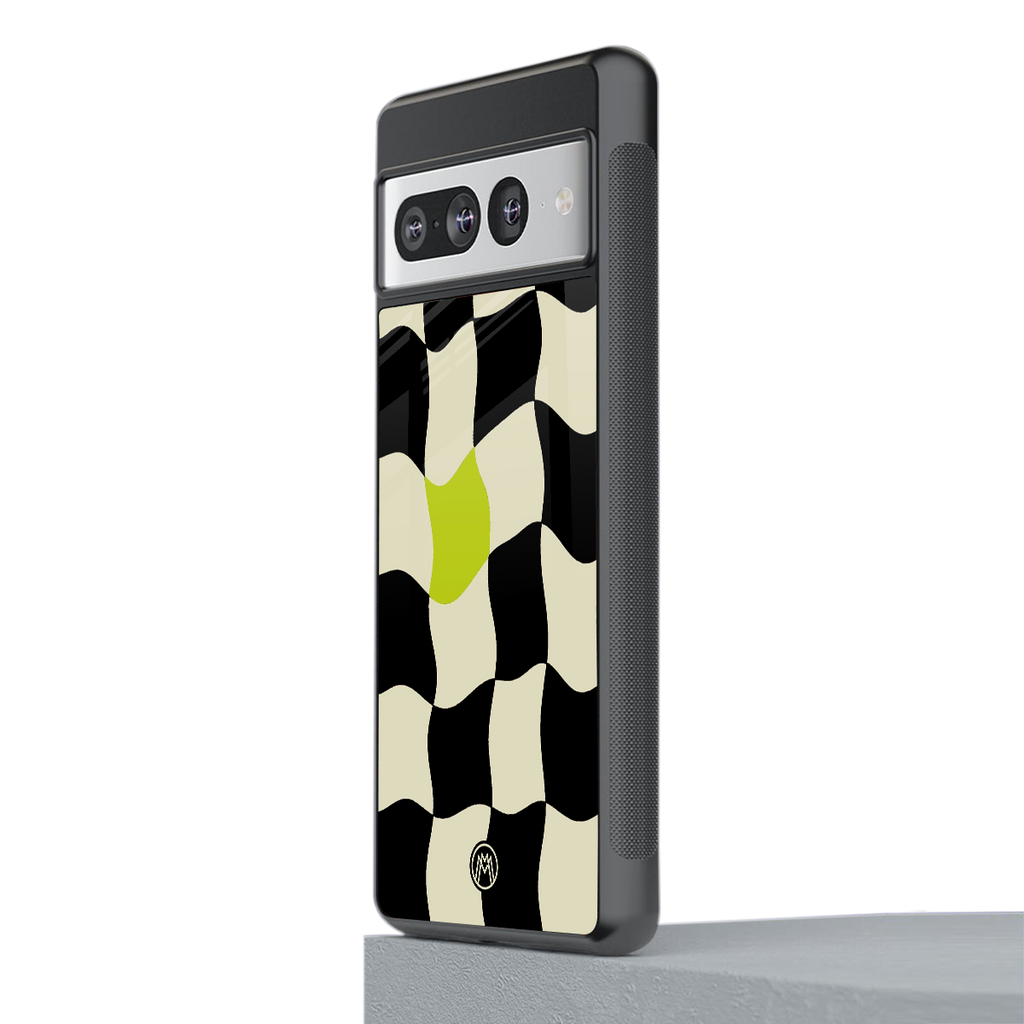 trippy pastel checks back phone cover | glass case for google pixel 7 pro