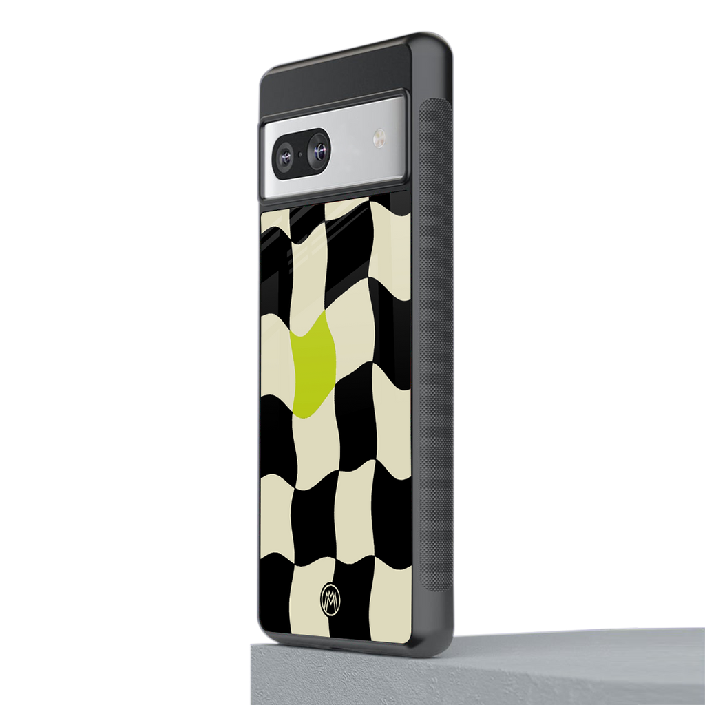 trippy pastel checks back phone cover | glass case for Google Pixel 7A
