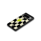 trippy pastel checks back phone cover | glass case for google pixel 8 pro