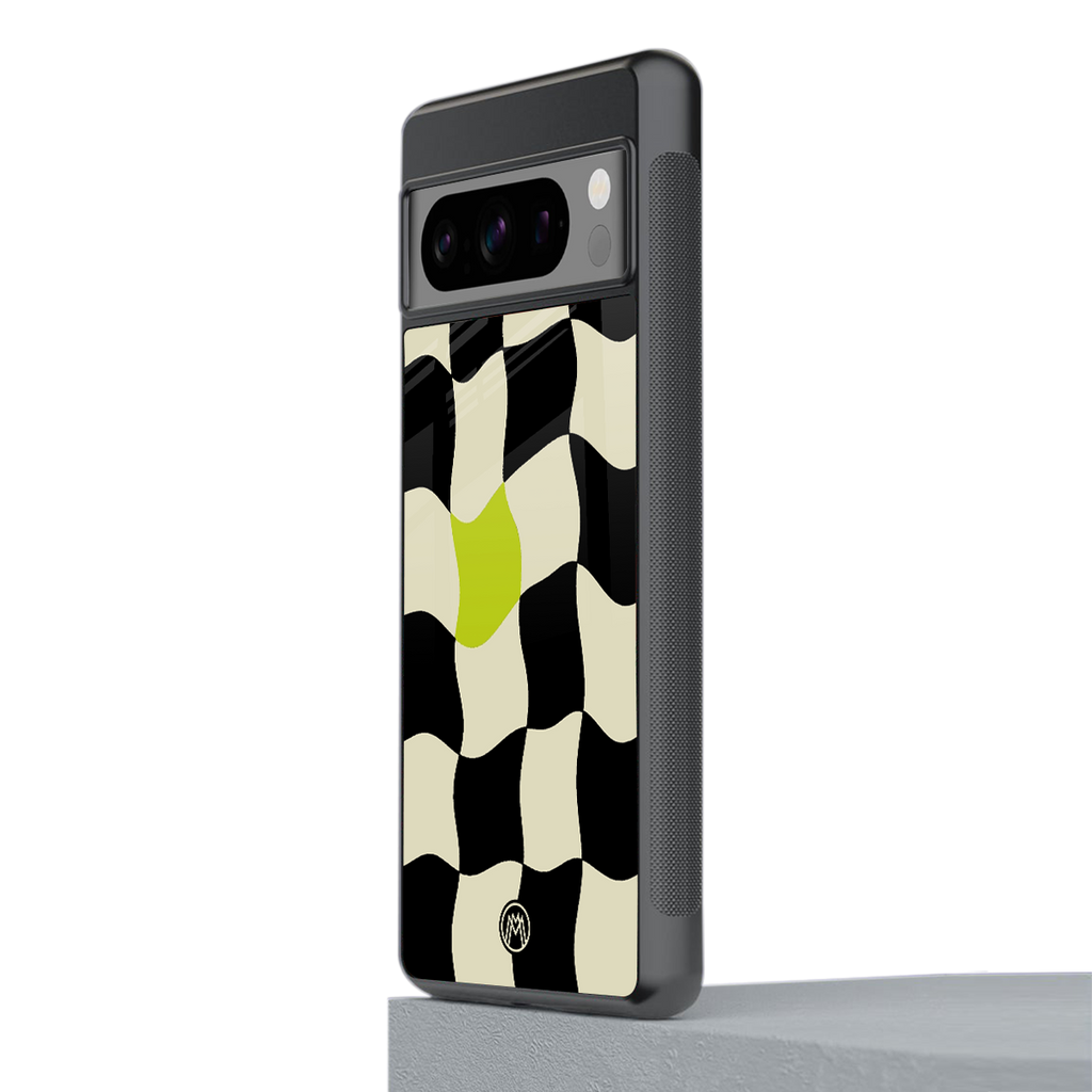 trippy pastel checks back phone cover | glass case for google pixel 8 pro