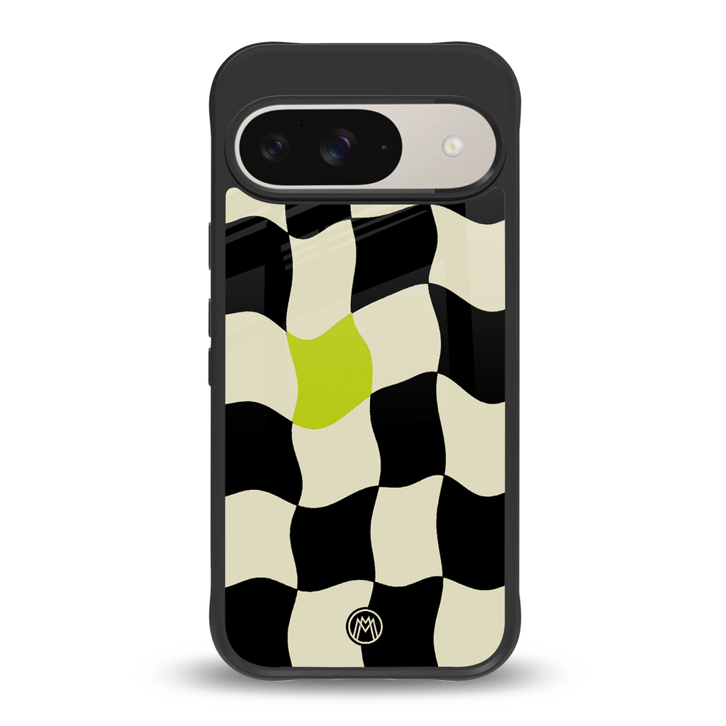 trippy pastel checks back phone cover | glass case for google pixel 9