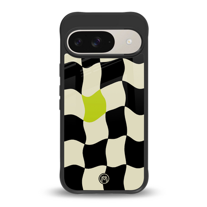 trippy pastel checks back phone cover | glass case for google pixel 9