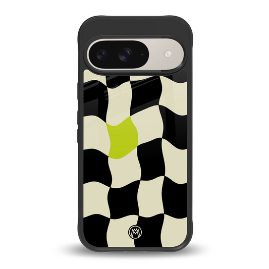 trippy pastel checks back phone cover | glass case for google pixel 9