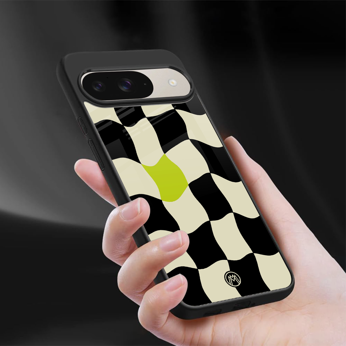 trippy pastel checks back phone cover | glass case for google pixel 9