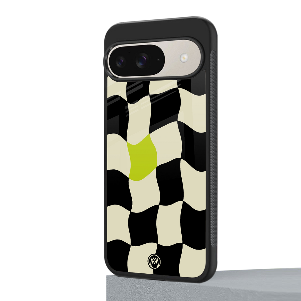 trippy pastel checks back phone cover | glass case for google pixel 9