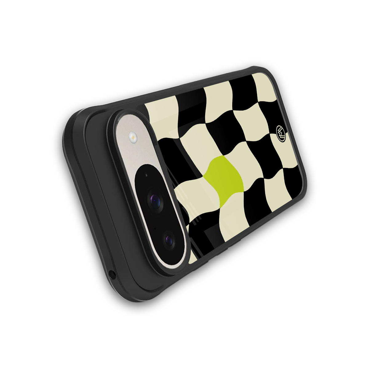 trippy pastel checks back phone cover | glass case for google pixel 9