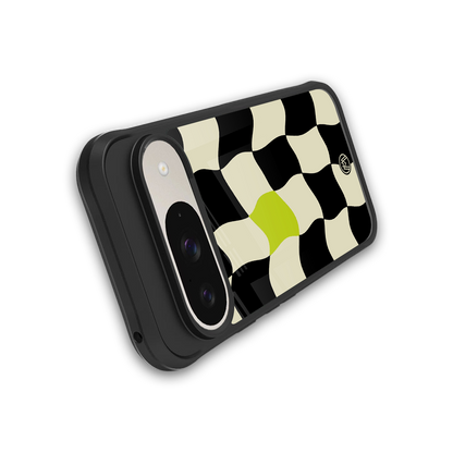 trippy pastel checks back phone cover | glass case for google pixel 9