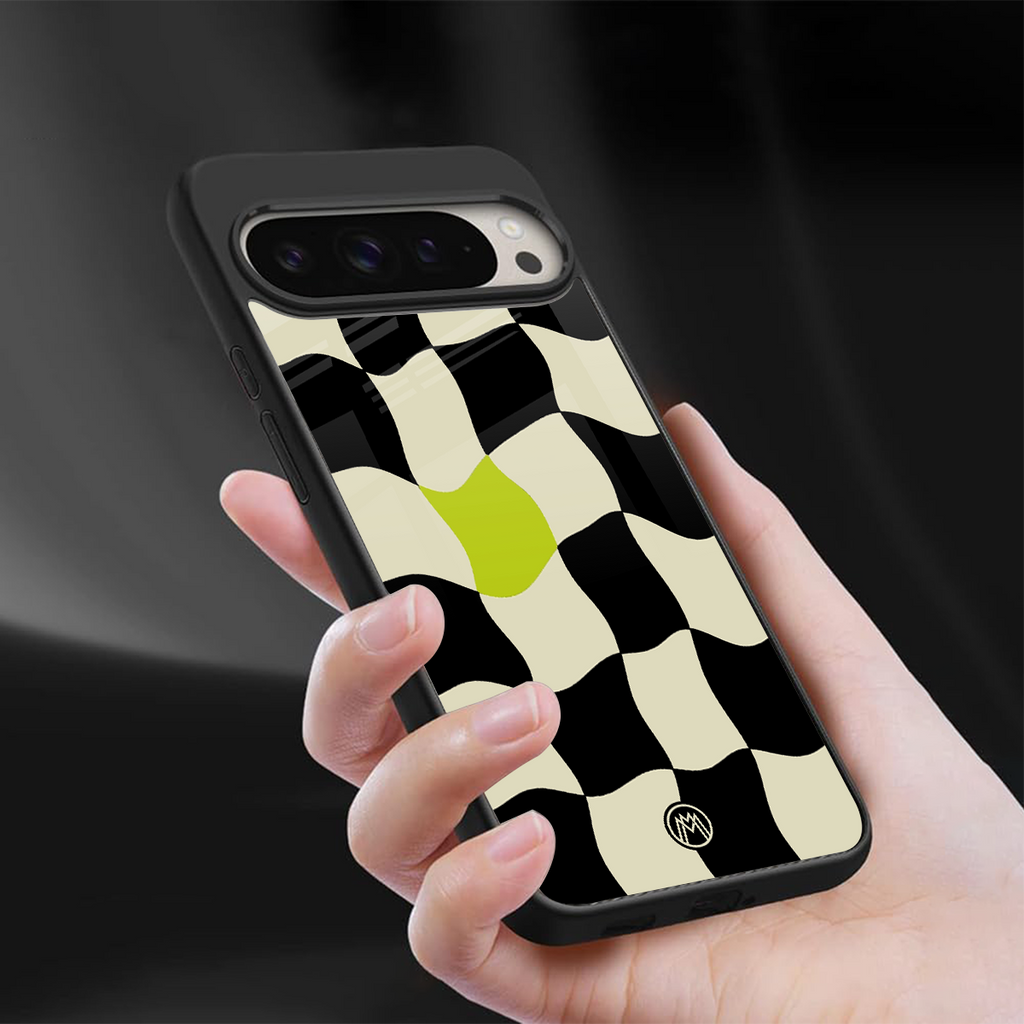 trippy pastel checks back phone cover | glass case for google pixel 9 pro