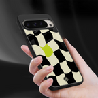 trippy pastel checks back phone cover | glass case for google pixel 9 pro
