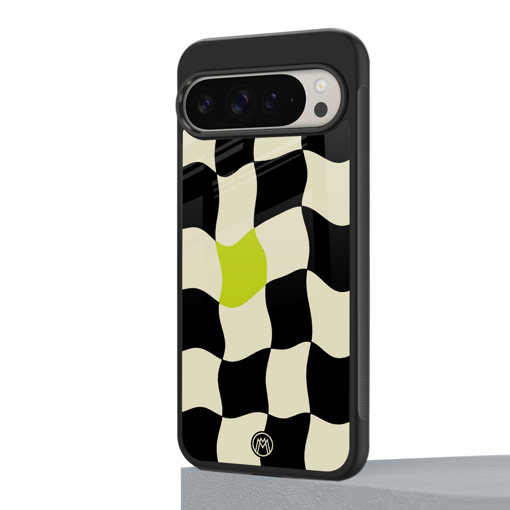 trippy pastel checks back phone cover | glass case for google pixel 9 pro