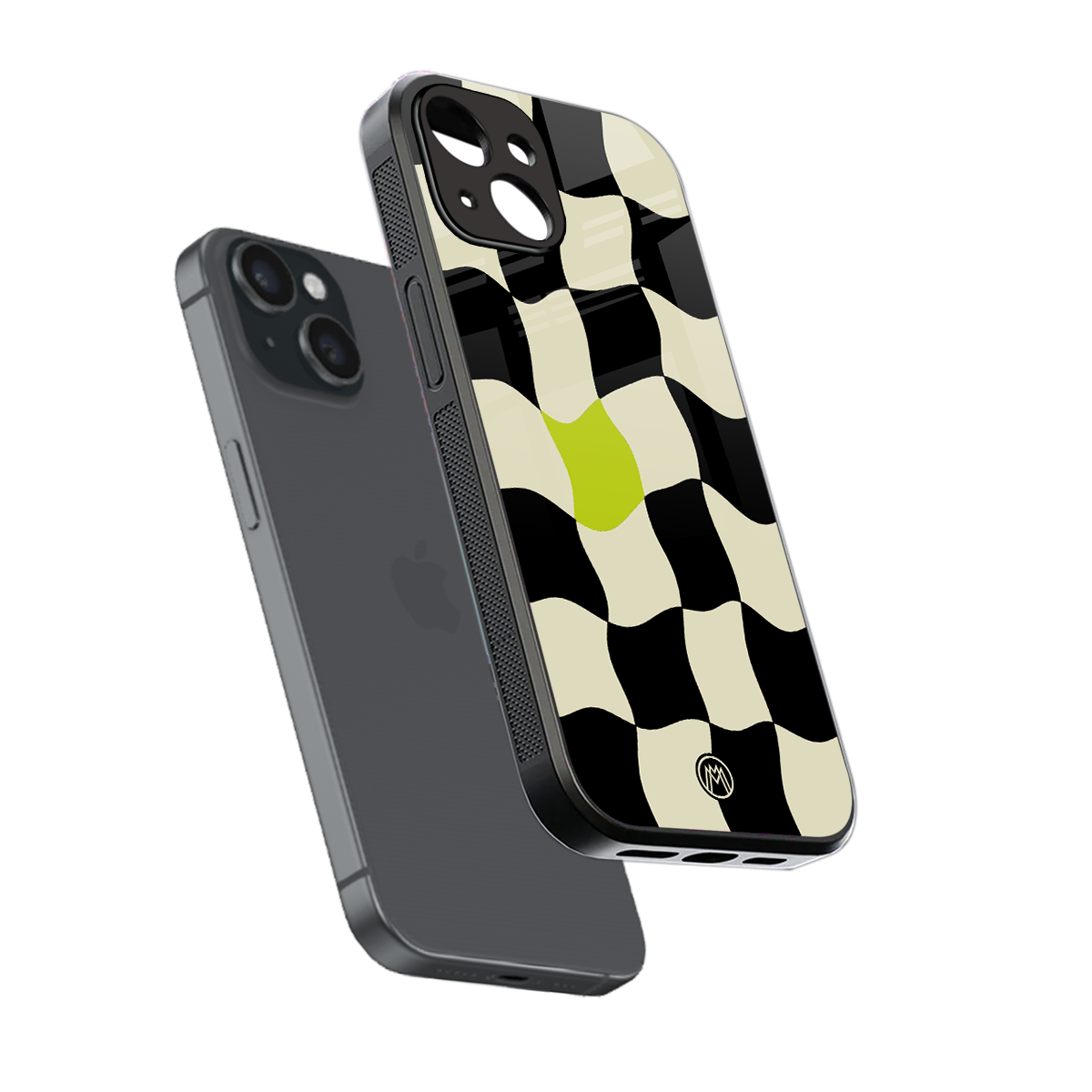 trippy pastel checks back phone cover | glass case for iphone 15