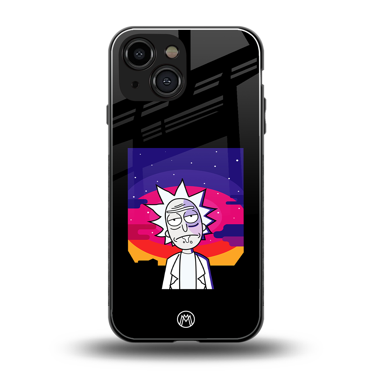trippy rick sanchez back phone cover | glass case for iphone 13 mini