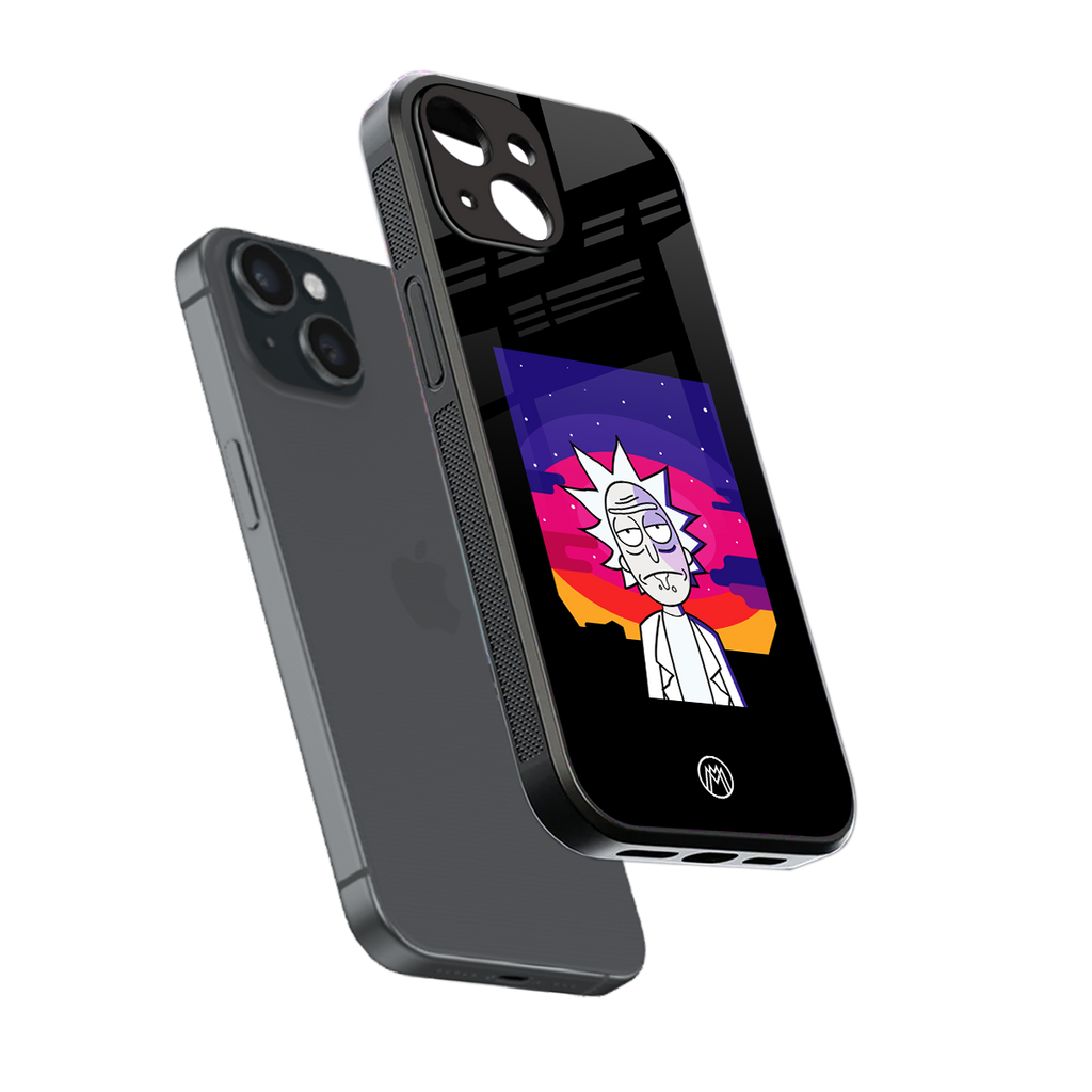 trippy rick sanchez back phone cover | glass case for iphone 13 mini
