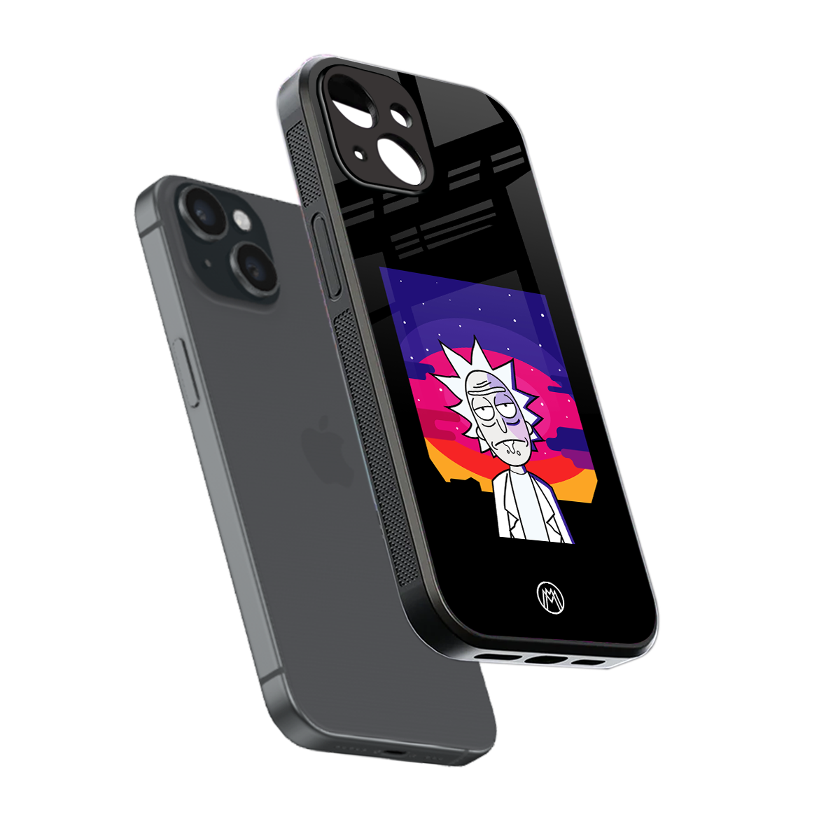 trippy rick sanchez back phone cover | glass case for iphone 13 mini