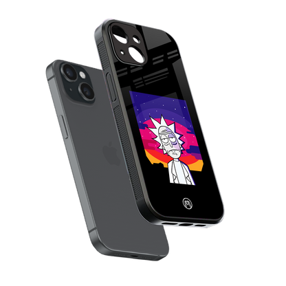 trippy rick sanchez back phone cover | glass case for iphone 13 mini