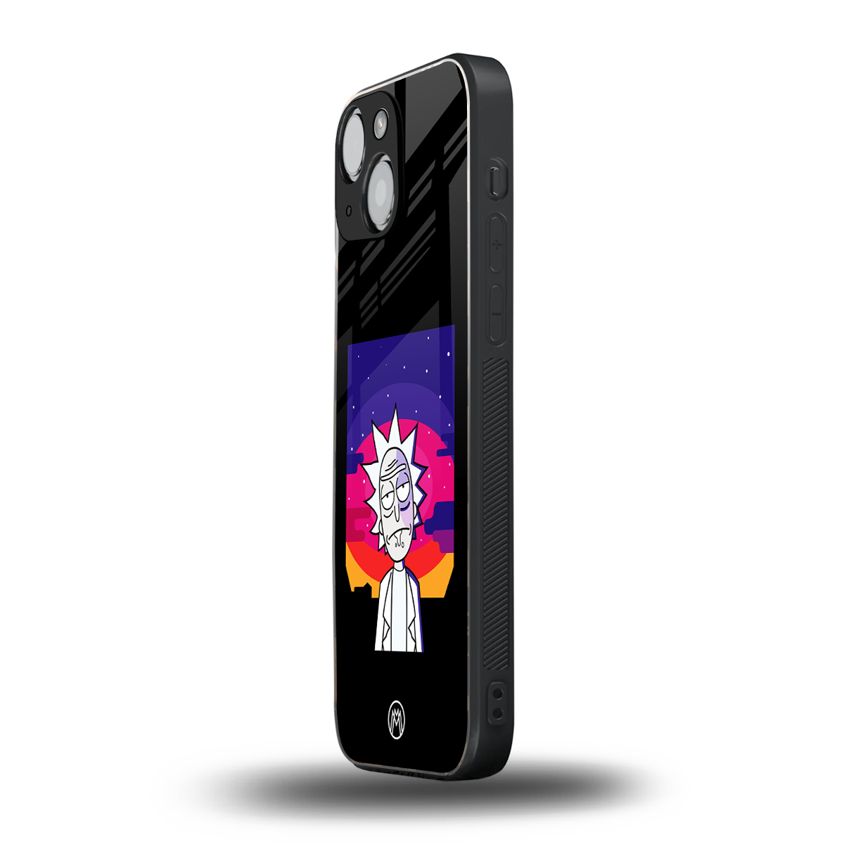 trippy rick sanchez back phone cover | glass case for iphone 13 mini