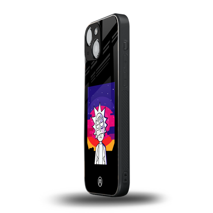 trippy rick sanchez back phone cover | glass case for iphone 13 mini