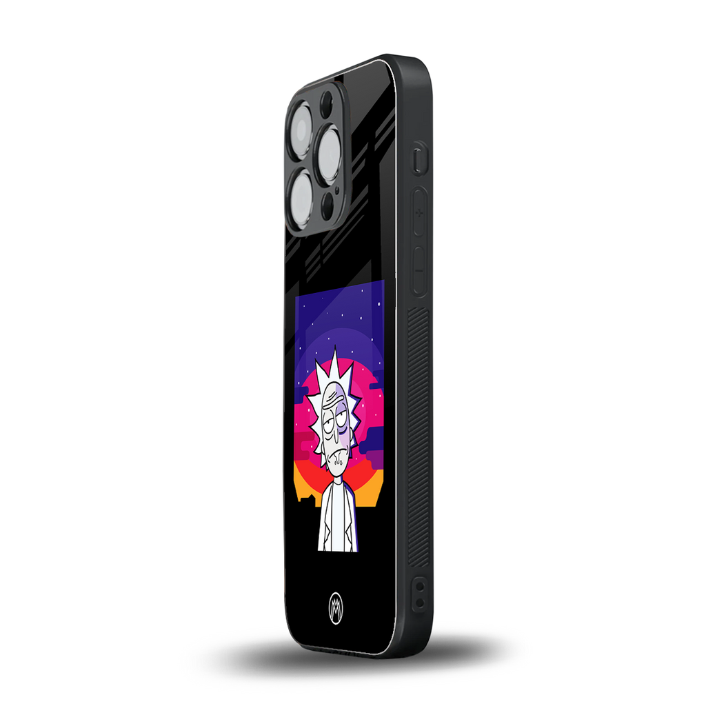 trippy rick sanchez back phone cover | glass case for iphone 13 pro