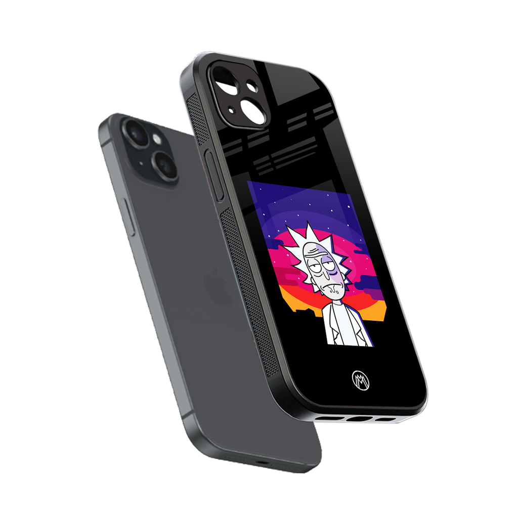 trippy rick sanchez back phone cover | glass case for iphone 14 plus