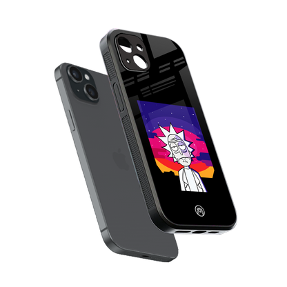 trippy rick sanchez back phone cover | glass case for iphone 14 plus