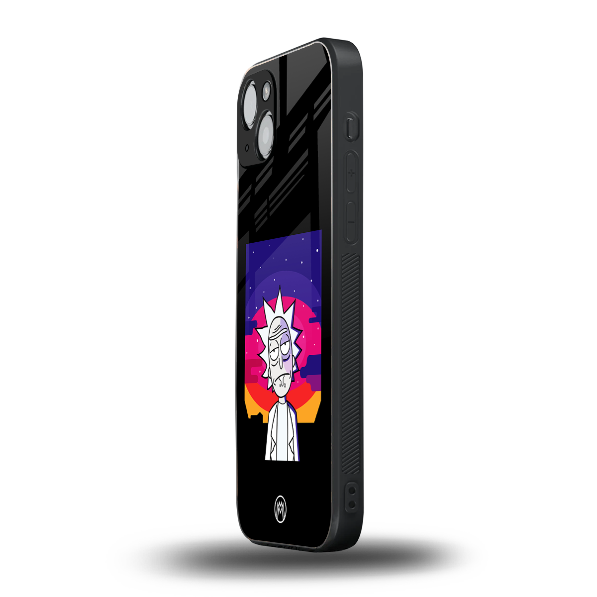 trippy rick sanchez back phone cover | glass case for iphone 14 plus